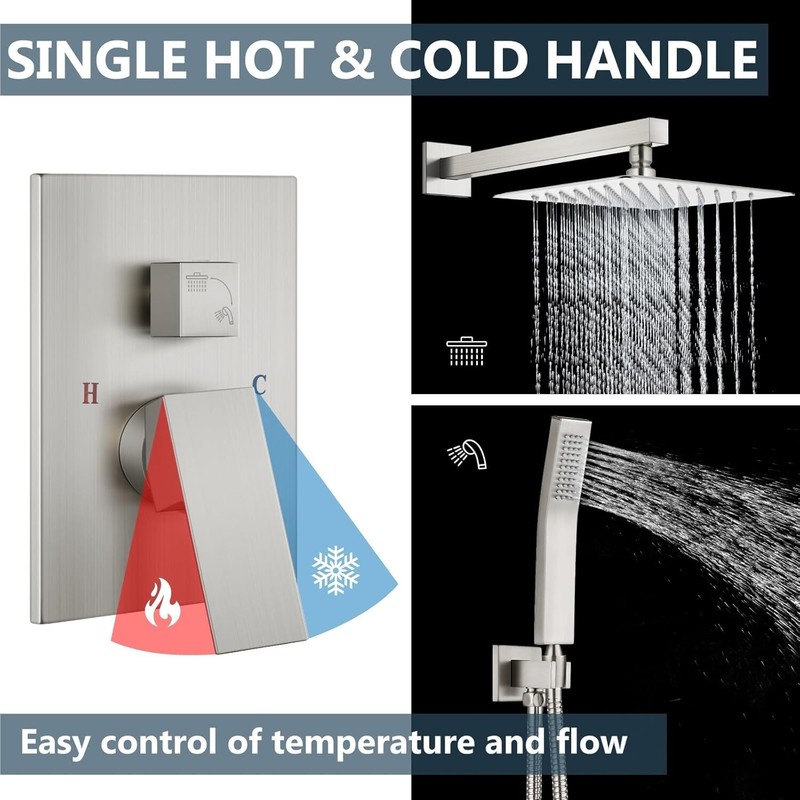Shower Faucet Set Rain Shower System with Handheld Spray Bathroom Shower Comb... gallery