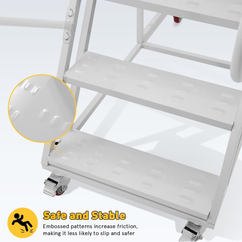 6 Steps Rolling Ladder, Mobile Platform Ladders with Brakeable Wheels 1213LBS gallery