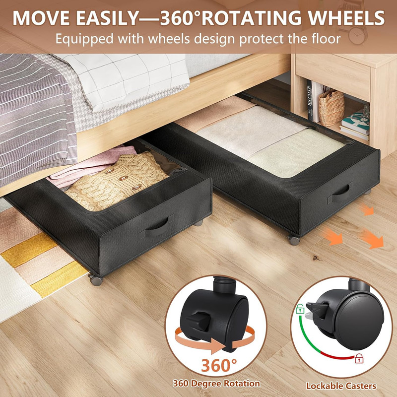 XXXXL Extra Long under Bed Storage with Wheels,Biggest Size Available(66L) under gallery