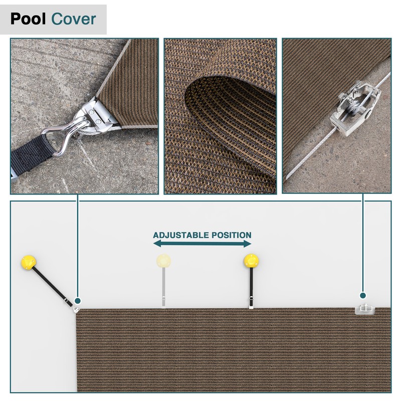Winter Rectangle Inground Swimming Pool Heavy Duty Safety Cover Brown Customize gallery