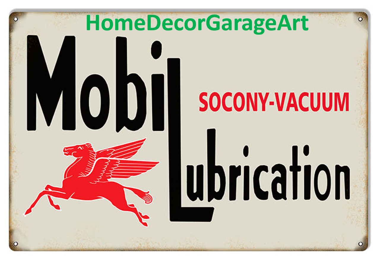 Socony Mobil Oil Rectangle Shape Sign, Flat Metal Vintage Style Garage Art gallery