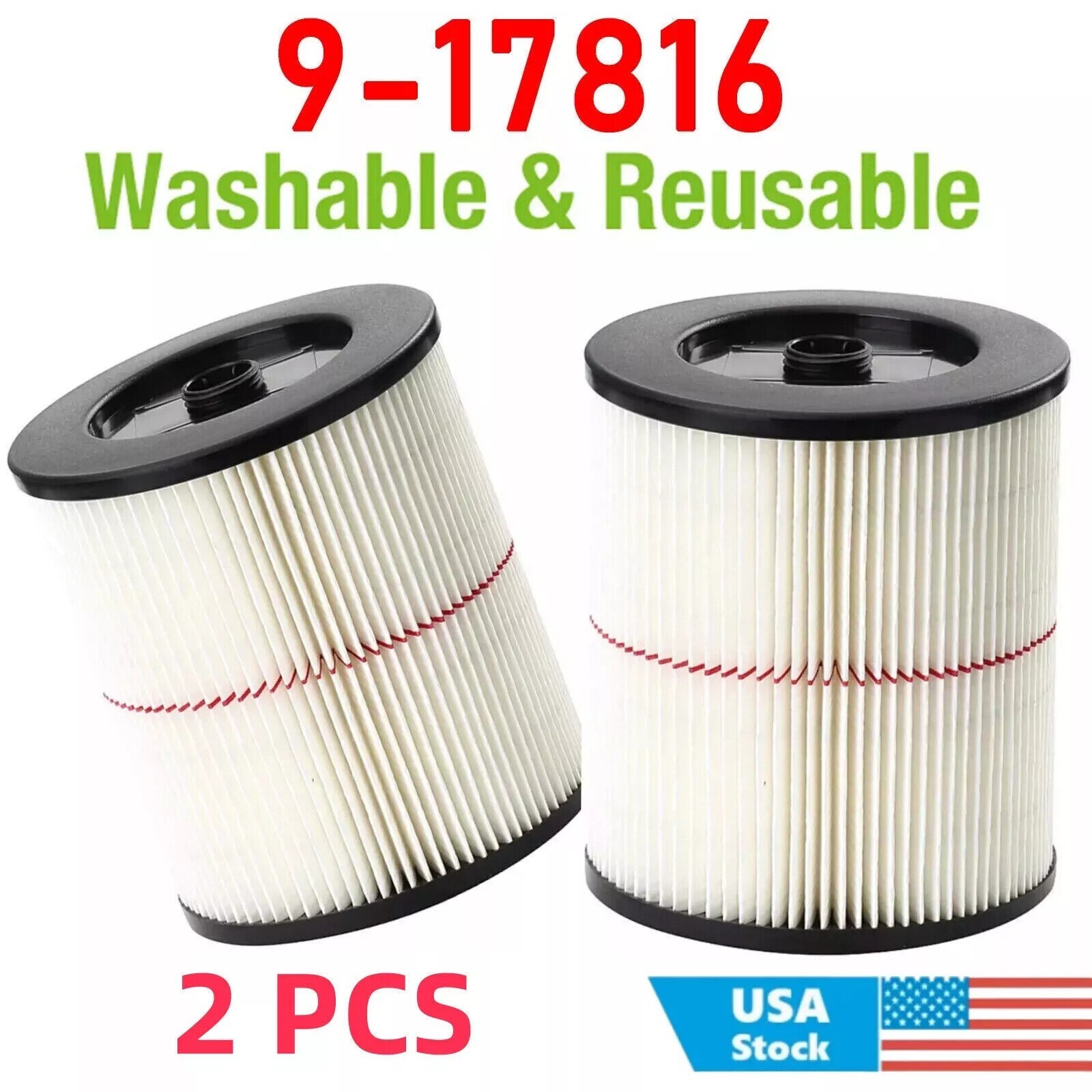 2X 17816 Filter Replacement For Craftsman For Shop Vac Wet Dry Vacuum Washable gallery