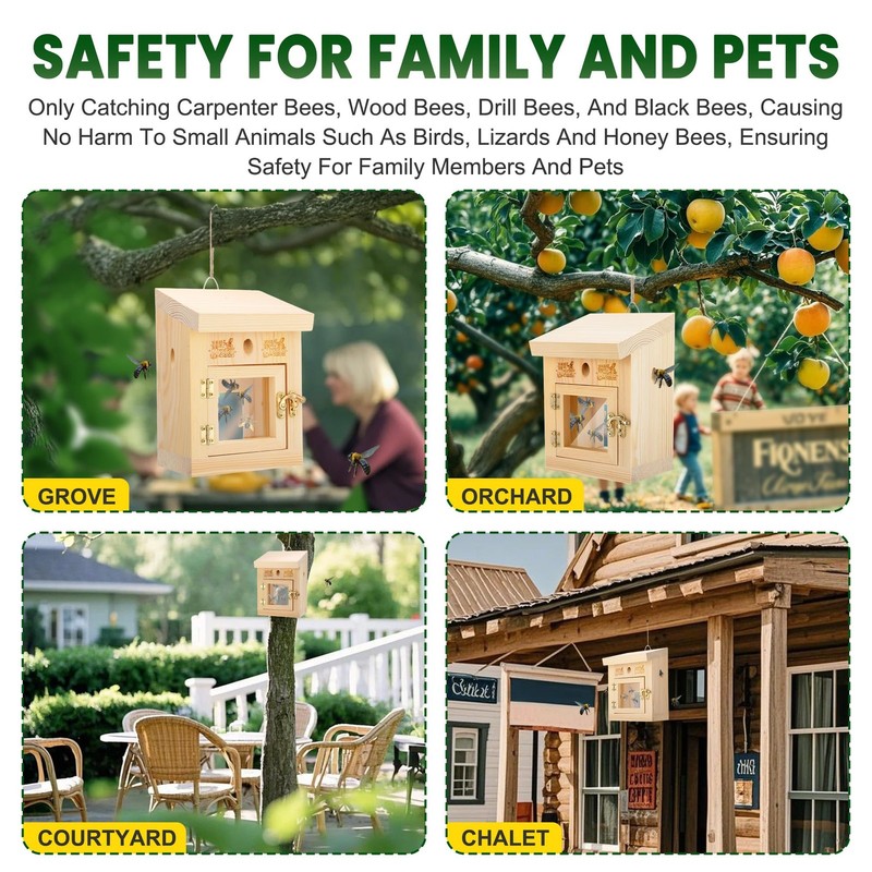 1 Pack Carpenter Bee Trap for Outside, 2 in 1 Catch & Release Wood Boring Bee... gallery