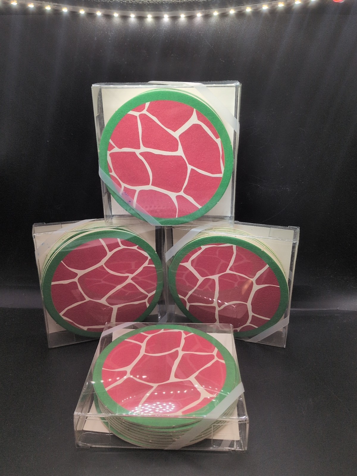 Red/Green Giraffe Printed Paperboard Coaster Lot Of 4 Packs Of 8 B468 gallery