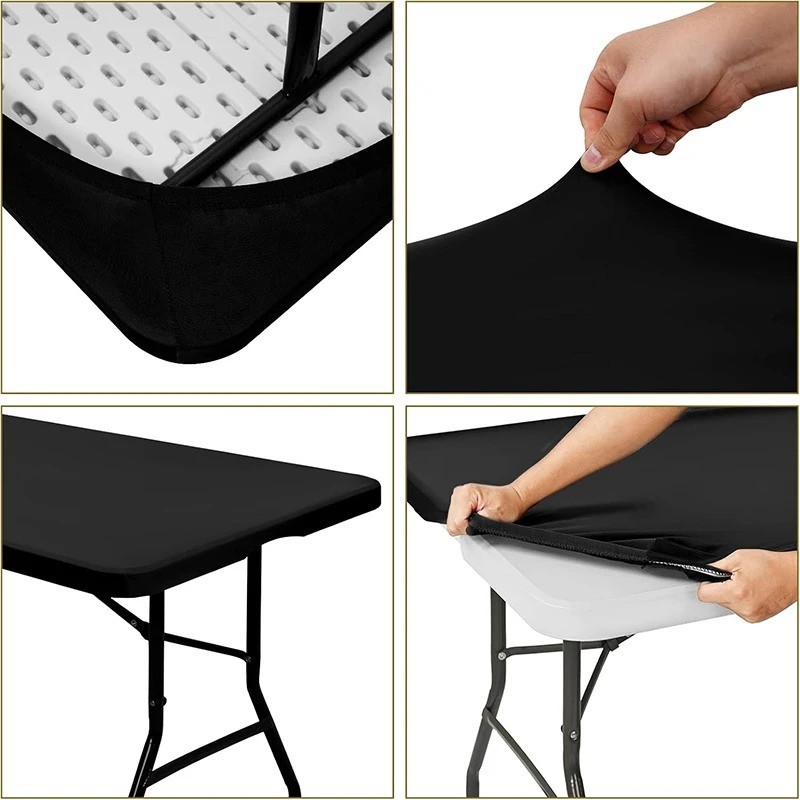 Elastic Fitted Rectangle Table Cover 6ft 85x85cm Washable Polyester JT898 gallery