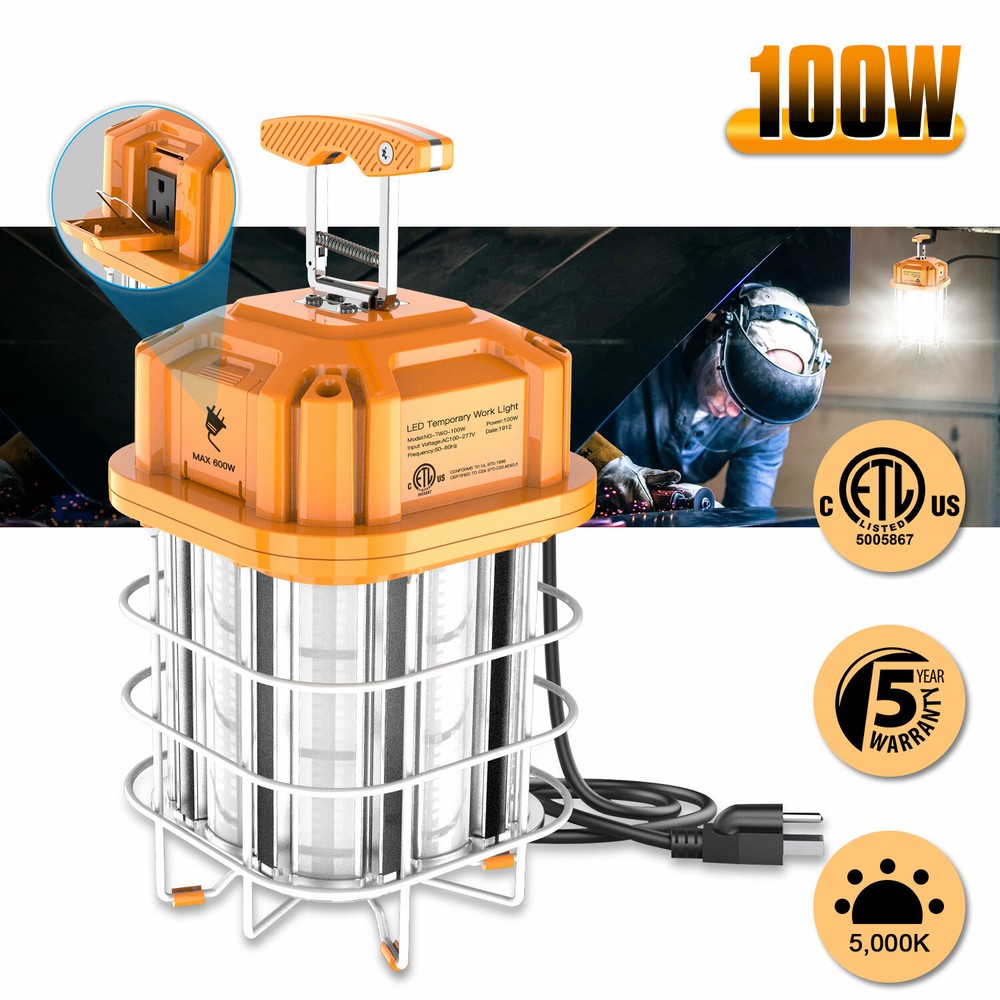 100W LED Temporary Work Light 14500LM Linkable Construction Jobsite Light 5000K