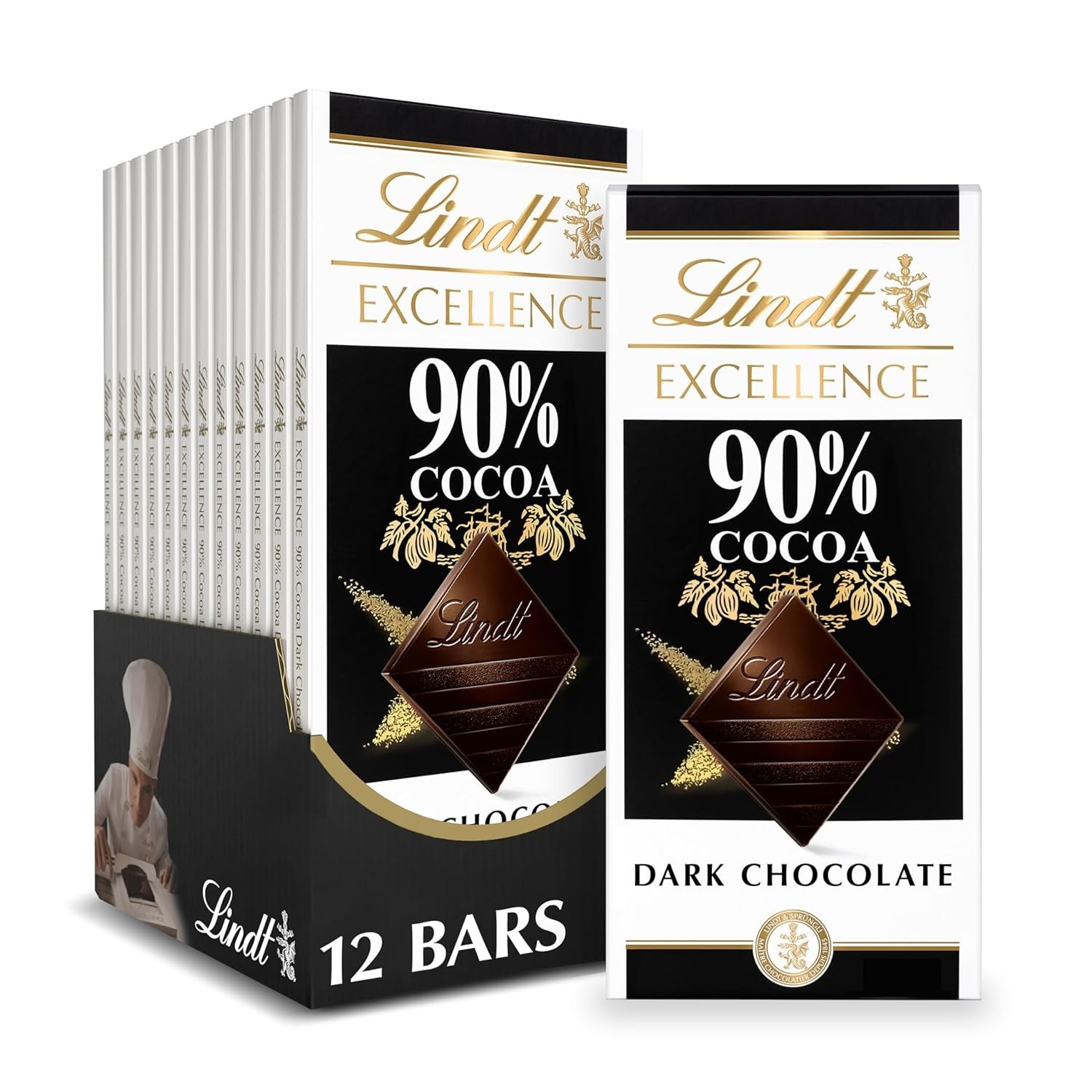 EXCELLENCE 90% Cocoa Dark Chocolate Bar, Christmas Candy, 3.5 oz. (12 Pack) gallery