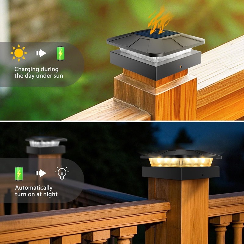 Solar Post Lights 4 Pack LED Fence Deck Cap Lights Waterproof gallery