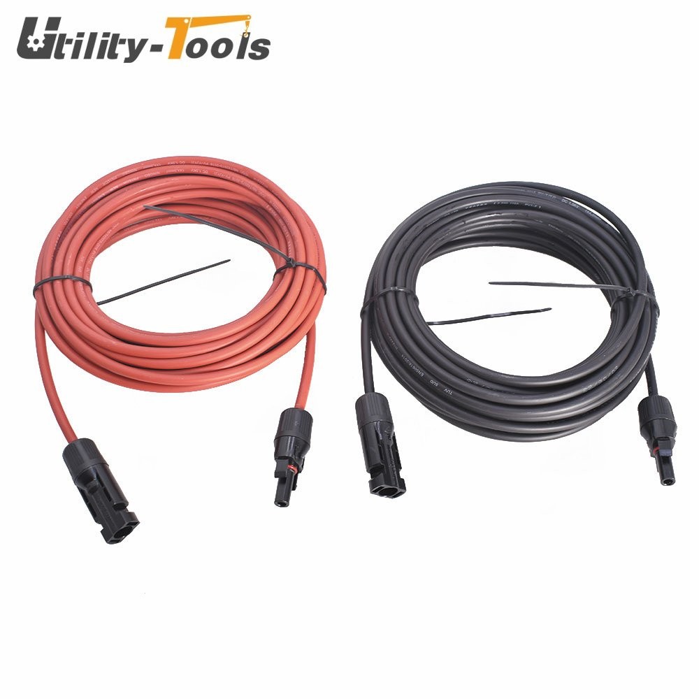 12 AWG 20 FT High Quality Solar Panel Extension Cable Wire Connector Black + Red gallery