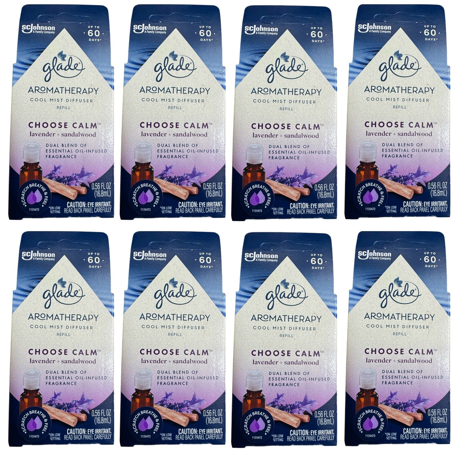 (8) Glade CHOOSE CALM Cool Mist Diffuser Refill Oils Lavender + Sandalwood gallery