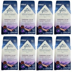 (8) Glade CHOOSE CALM Cool Mist Diffuser Refill Oils Lavender + Sandalwood