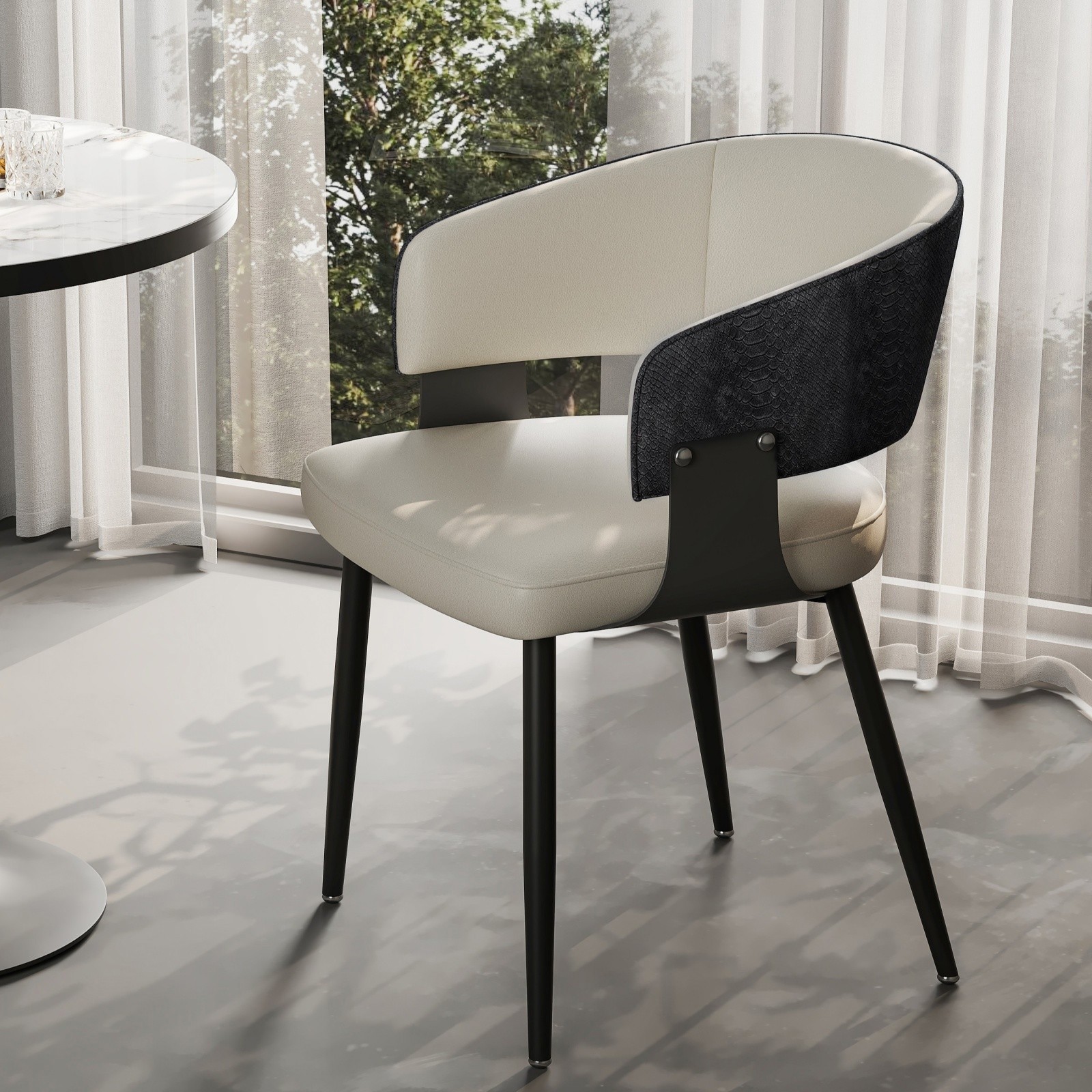 1-2PCS Faux Leather Kitchen Dining Chairs Reinforced Seaming Lounge Padded Seat gallery
