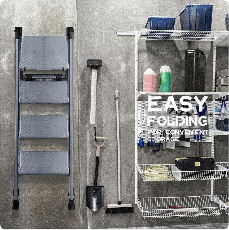 4 Step Ladder, Foldable Step Stool Ladder with Handrails & Tray, 660 Lbs Heavy D gallery