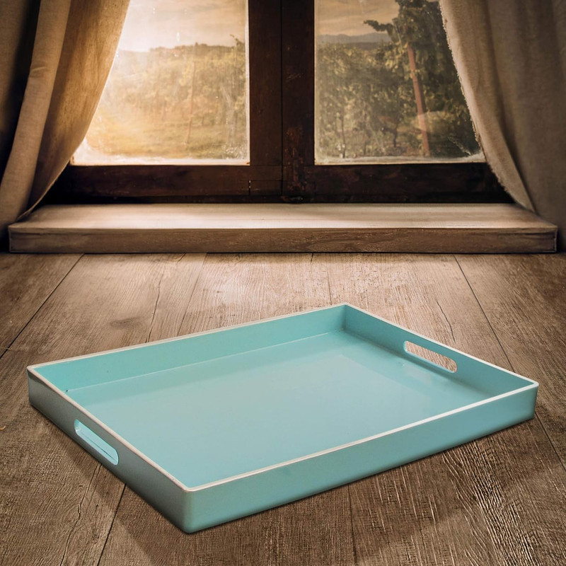 Carry 14 X 19 Inches Rectangular Tray with Handle, 14 X 19 Inch, Teal, (1270065) gallery