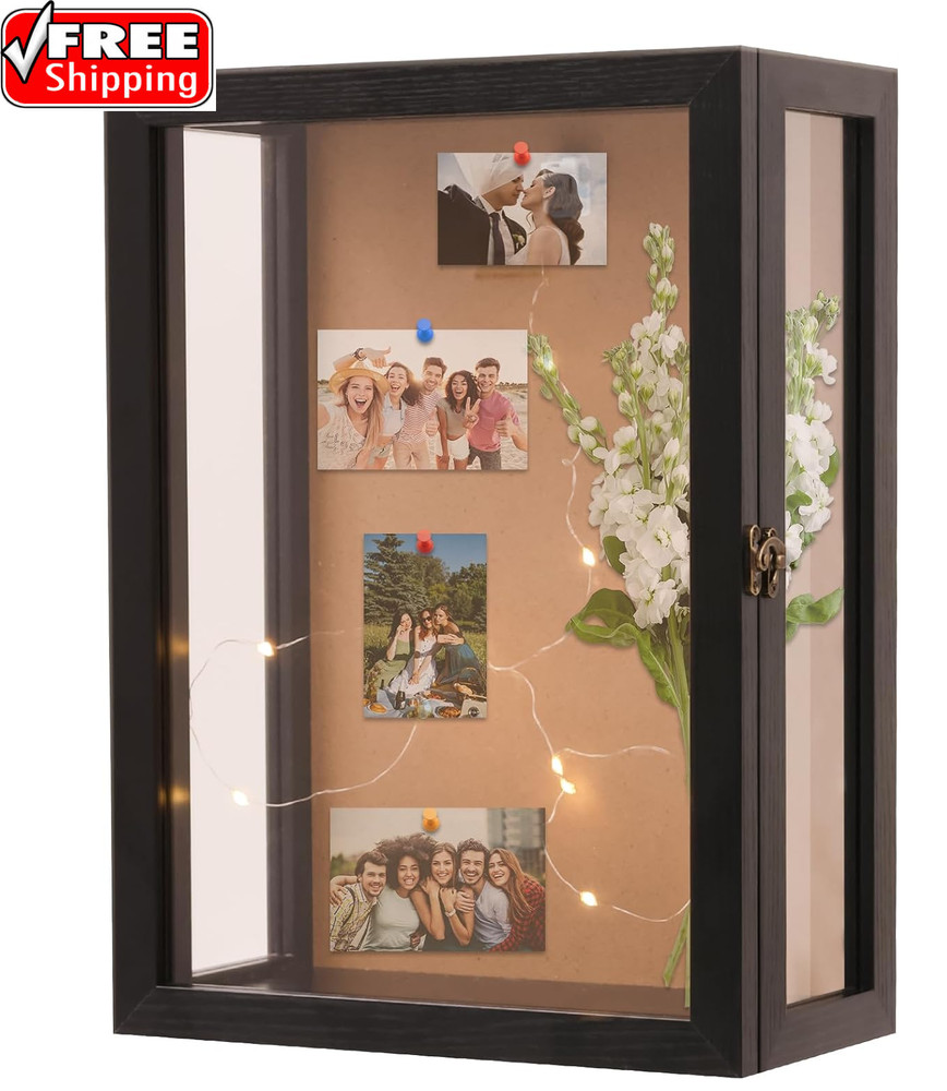 Black 11x15 Inch Deep Shadow Box Frame Wall Mounted Depth 5 In. Display Case New