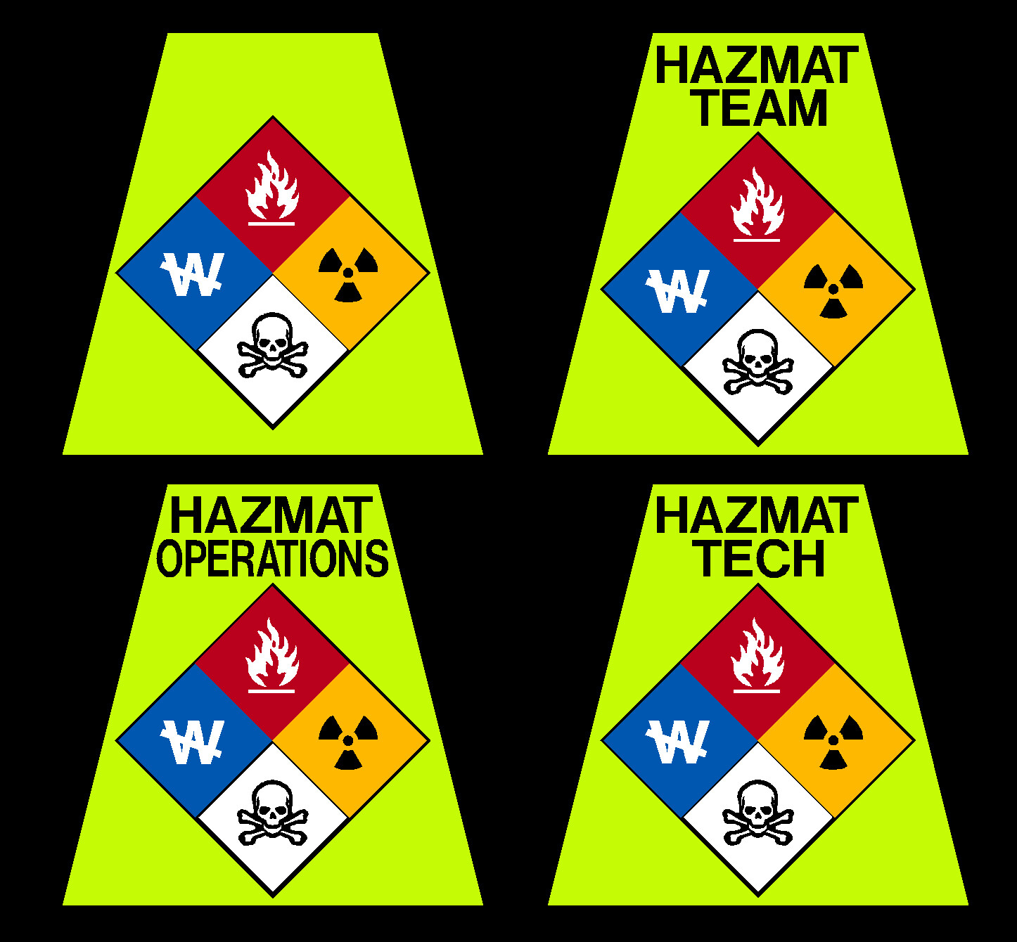 Reflective Fluorescent Yellow HAZMAT Tetrahedron Fire Helmet Decal You Pick gallery