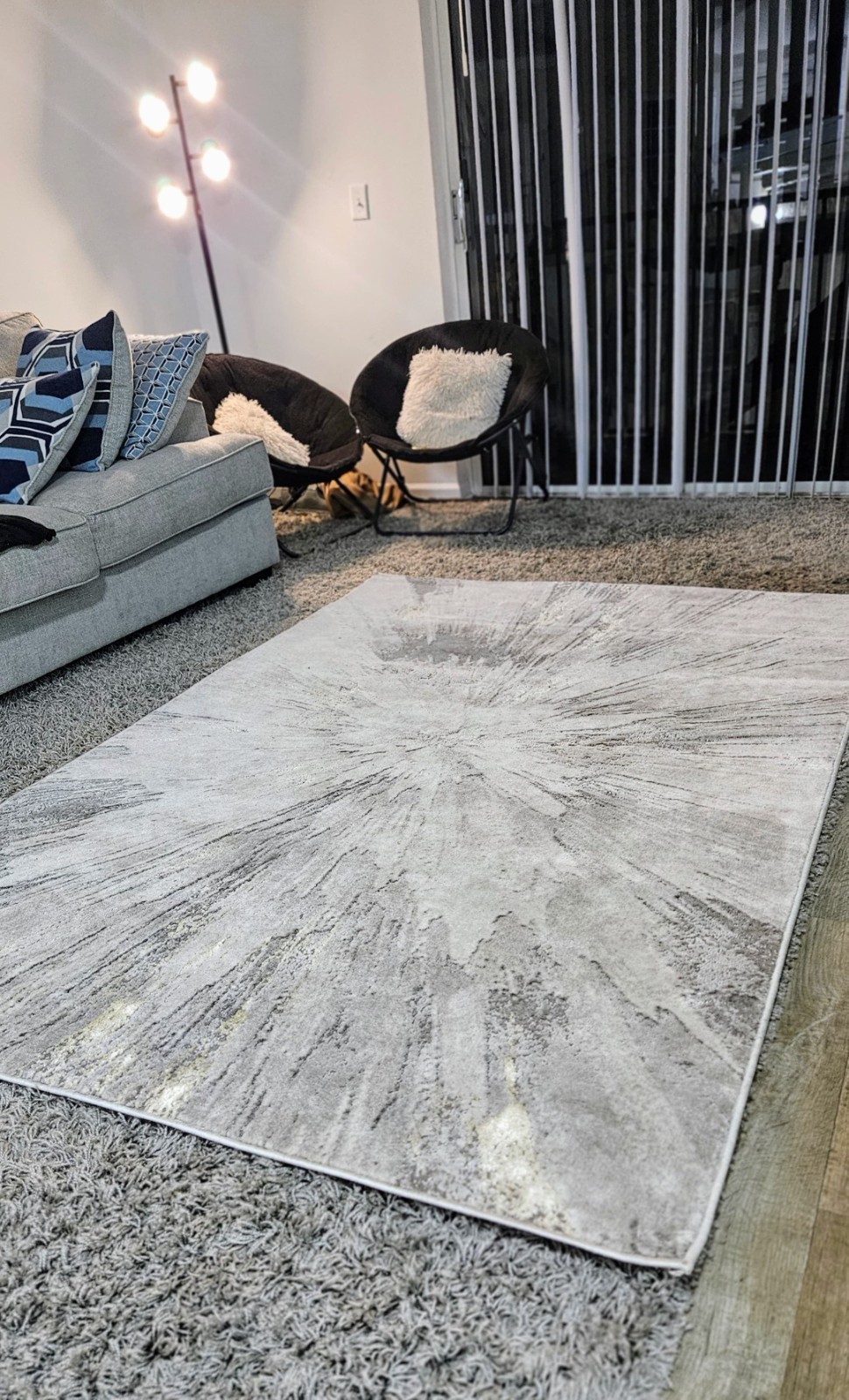 Fancy FNC-11 5x8 Abstract Modern Area Rug Gray/White/Beige Stain Resistant gallery