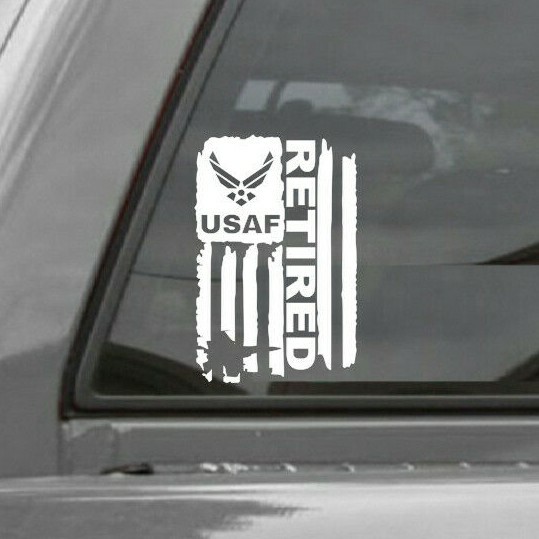 DISTRESSED USAF UNITED STATES AIR FORCE FLAG RETIRED DECAL STICKER gallery