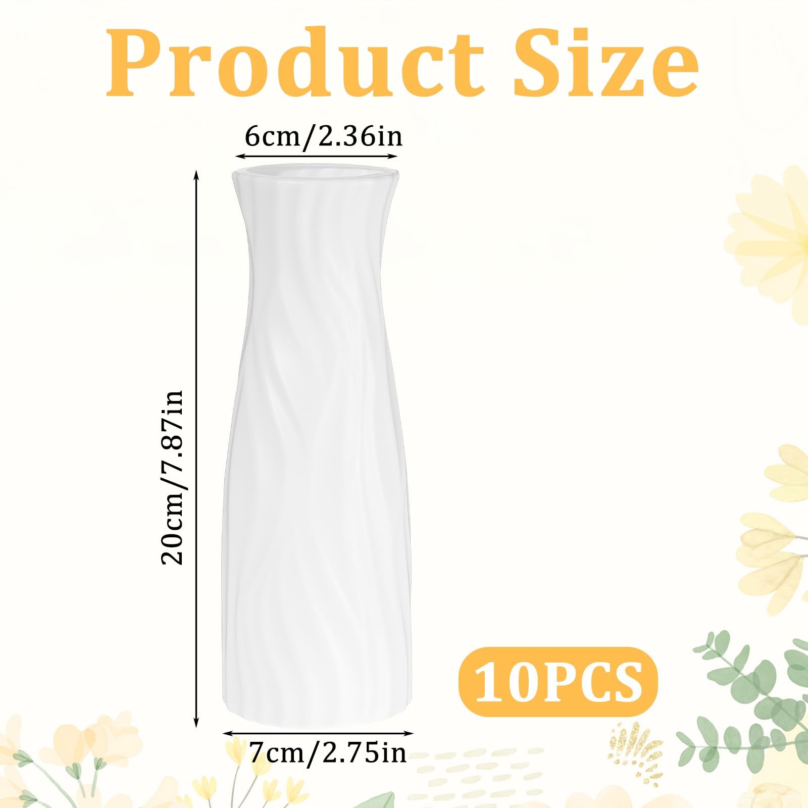 8 Tall Conic White Unbreakable Composite Plastic Table Floral Vase 10 PCS gallery