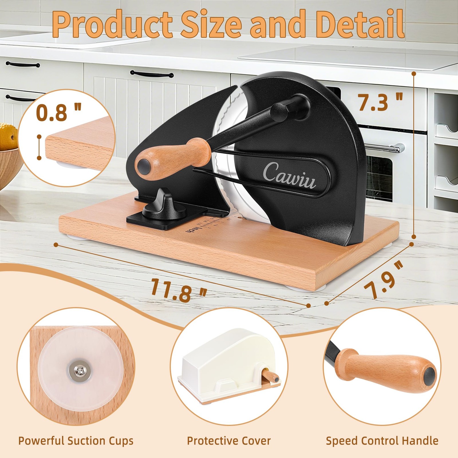 Manual Bread Slicer Adjustable Thickness Hand Crank Suction Cups Slicing Guide gallery