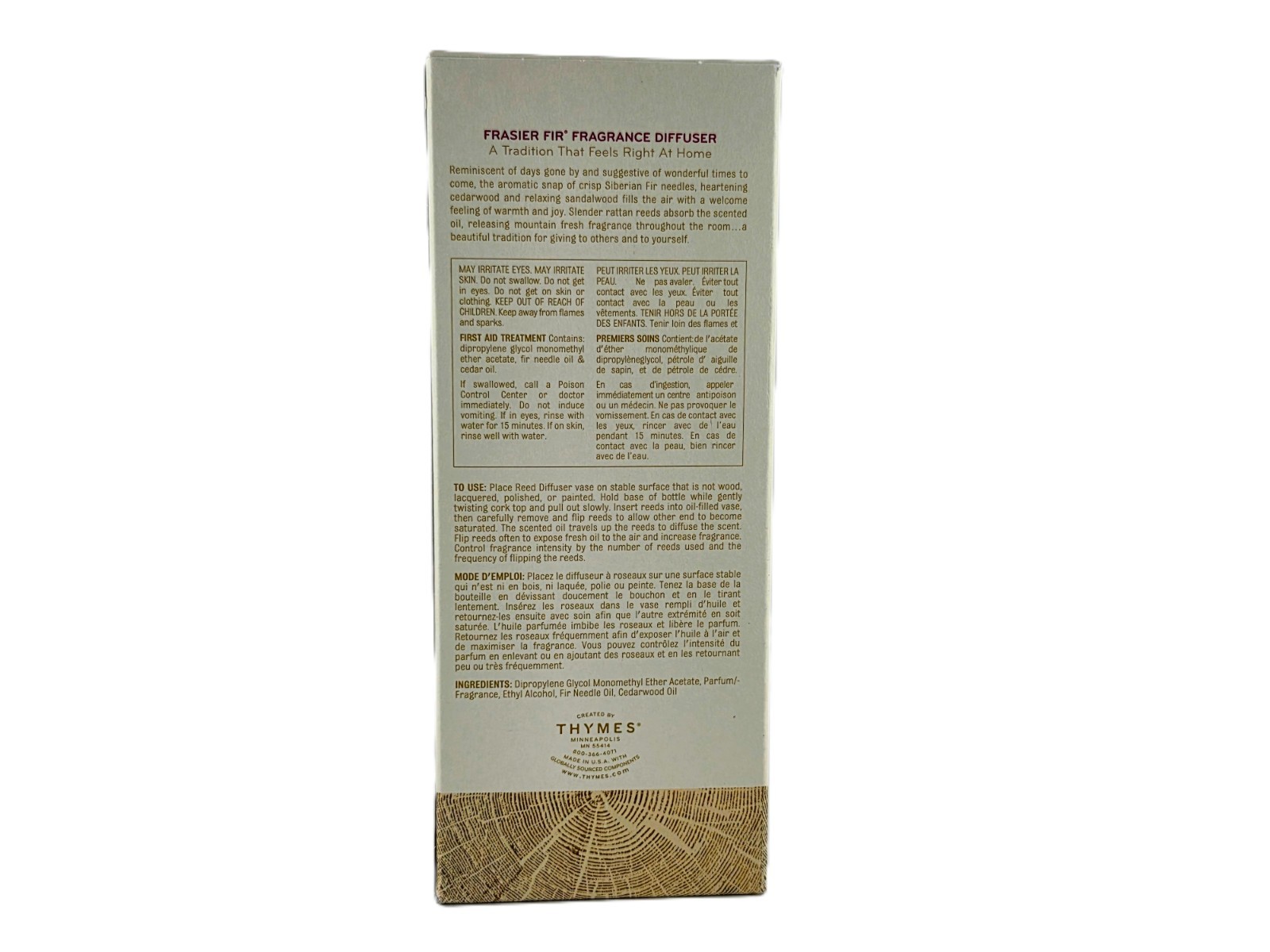 THYMES Frasier Fir Fragrance Diffuser Set with Wood Reeds 4 oz New in Box gallery