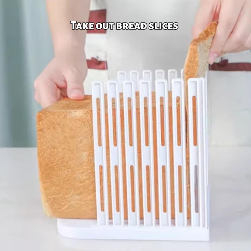 Bread Slicer for Homemade Bread, Adjustable Thickness Slicing Guide Foldable gallery