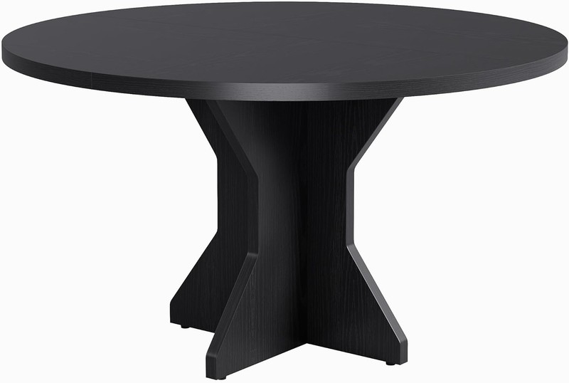 47In Round Dining Table Kitchen Table for 4 to 6 People with Wood Pedestal Base gallery