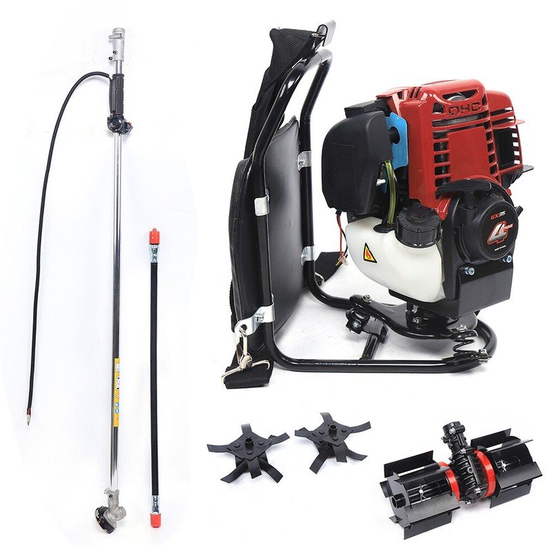 35.4cc Backpack 4-Stroke Mower Brush Cutter For Weeding Tilling 12in Blade gallery