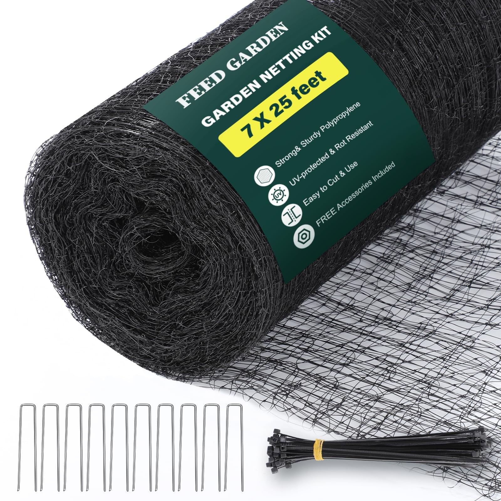 HeavyDuty Deer Netting 7x25ft UVProtected 3/4in Mesh w/10 Stakes & 50 Zip Ties gallery