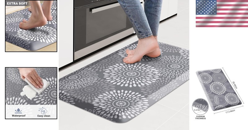 Compact Waterproof Kitchen Floor Mat - 17.3" x 28" Non-Slip & Easy to Clean gallery