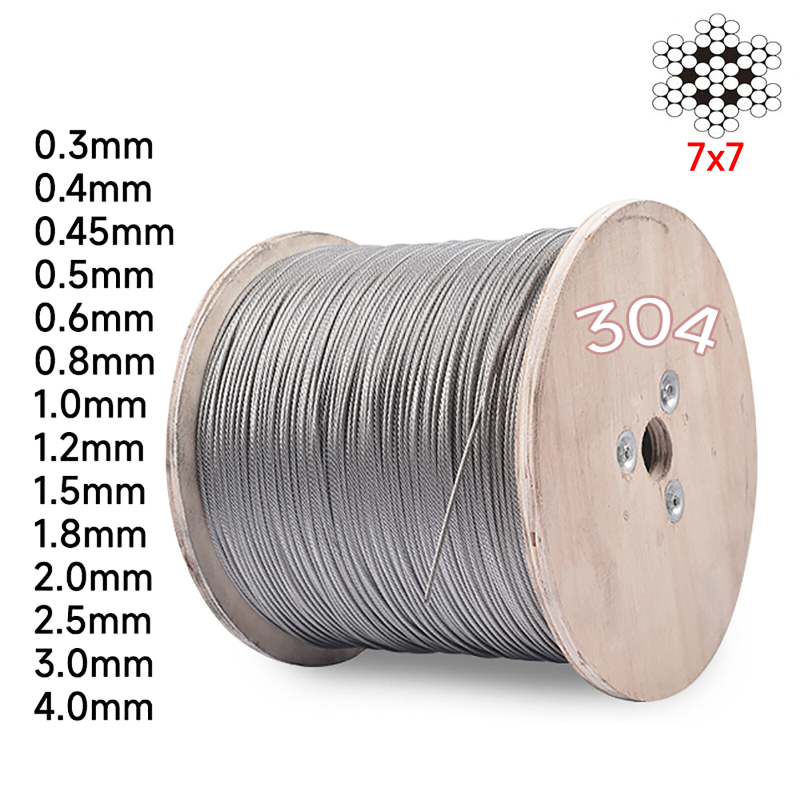 10 Meter Stainless Steel Wire Rope Cable 0.3mm 0.5mm 1mm 1.5mm 2mm 2.5mm 3mm 4mm gallery