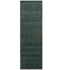 Dark Green Solid Design Hand-Loomed 3X8 Gabbeh Wool Runner Rug Oriental Carpet