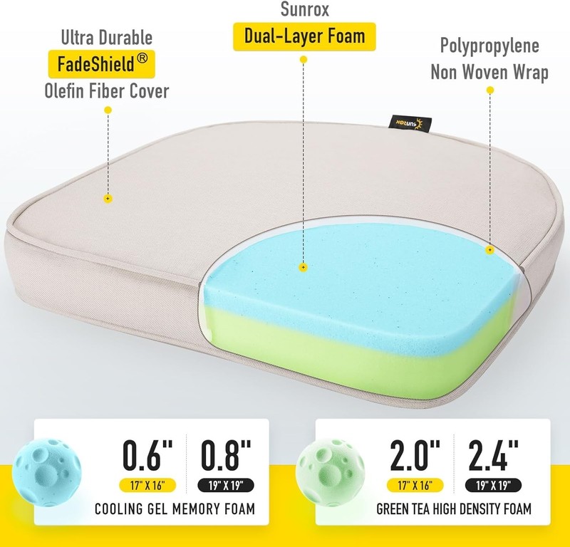 Durable Double-Stitched Gel Memory Foam Cushions - Set of 4 for Everyday Use gallery
