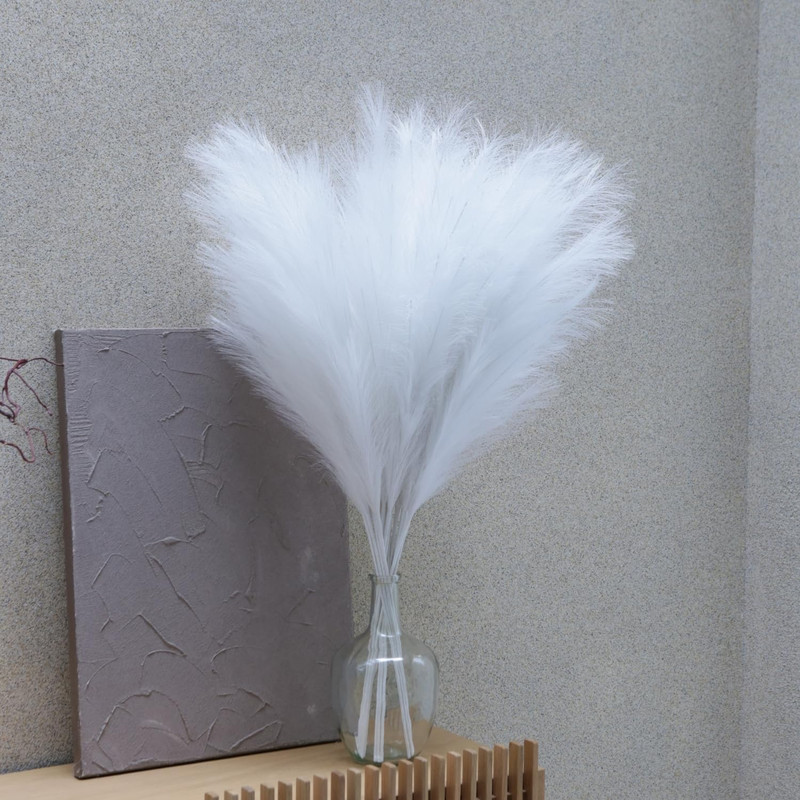 Faux Pampas Grass Tall, 9 PCS 43''/ 110 cm Large Fluffy White Pampas Grass, Fake gallery