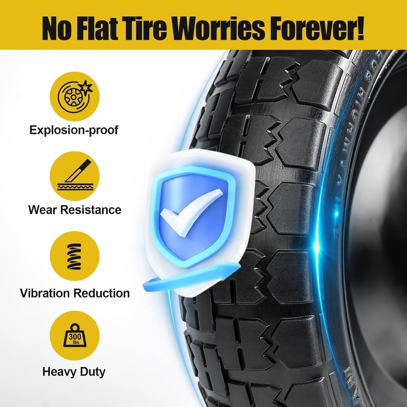 Flat Free Wheels Replacement 2-Pack Solid Tire and Wheel for GOR Cart Tires a... gallery