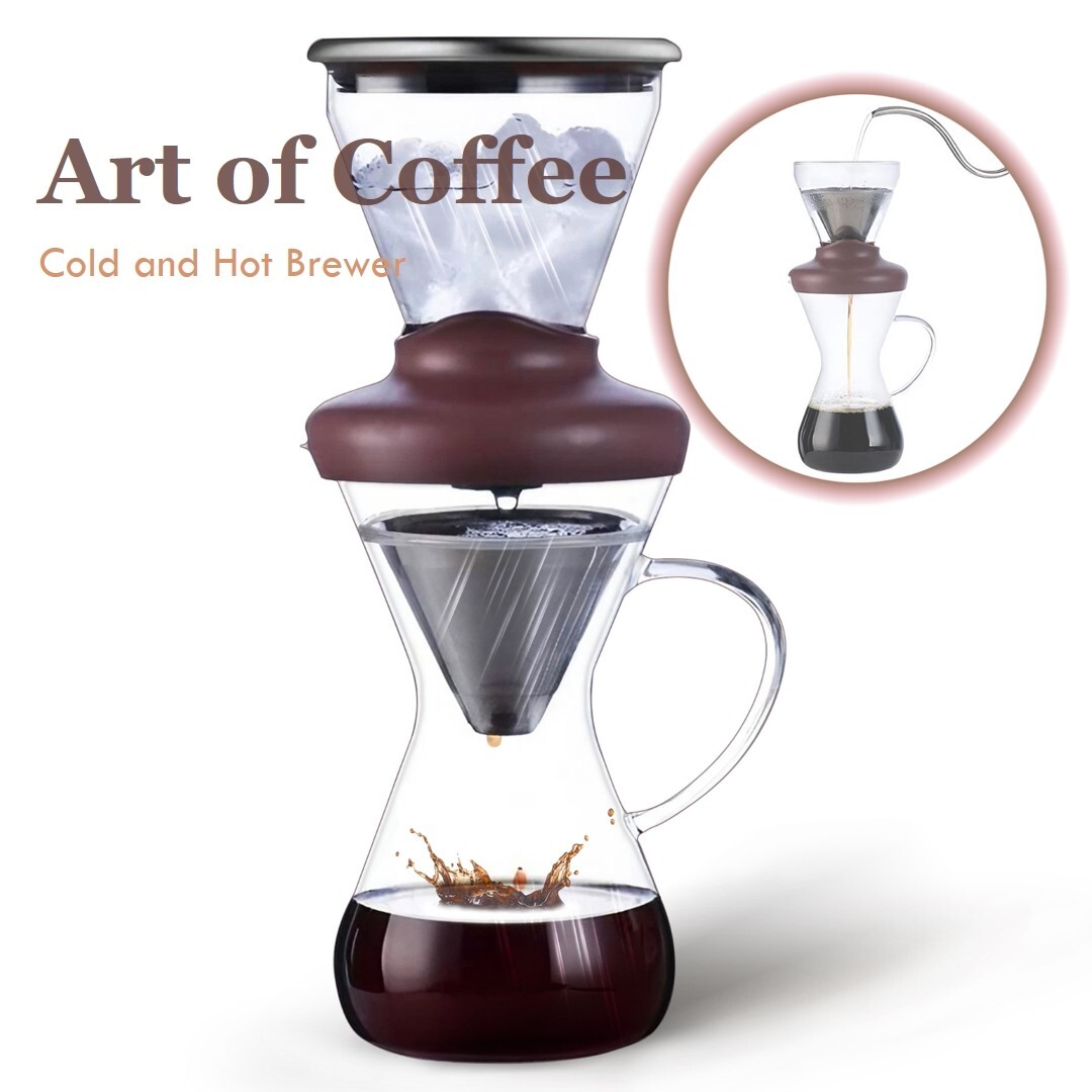 Cold brew hot coffee maker iced drip brewer infuser stainless filter large 14oz gallery