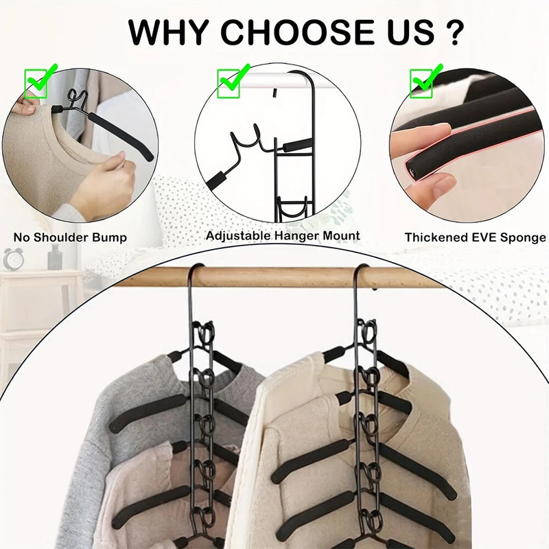 Multiple 5-Layer Clothes Hangers 5 in 1 Sweater Shirt Hanger for Shirts Space US gallery