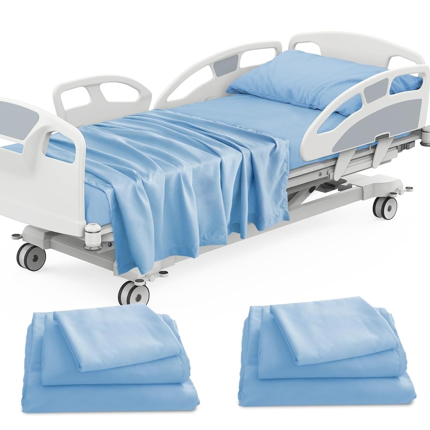 6 Piece Hospital Bed Sheets Set Fitted for Home Use & Hospital Use 36"×84"×14" gallery