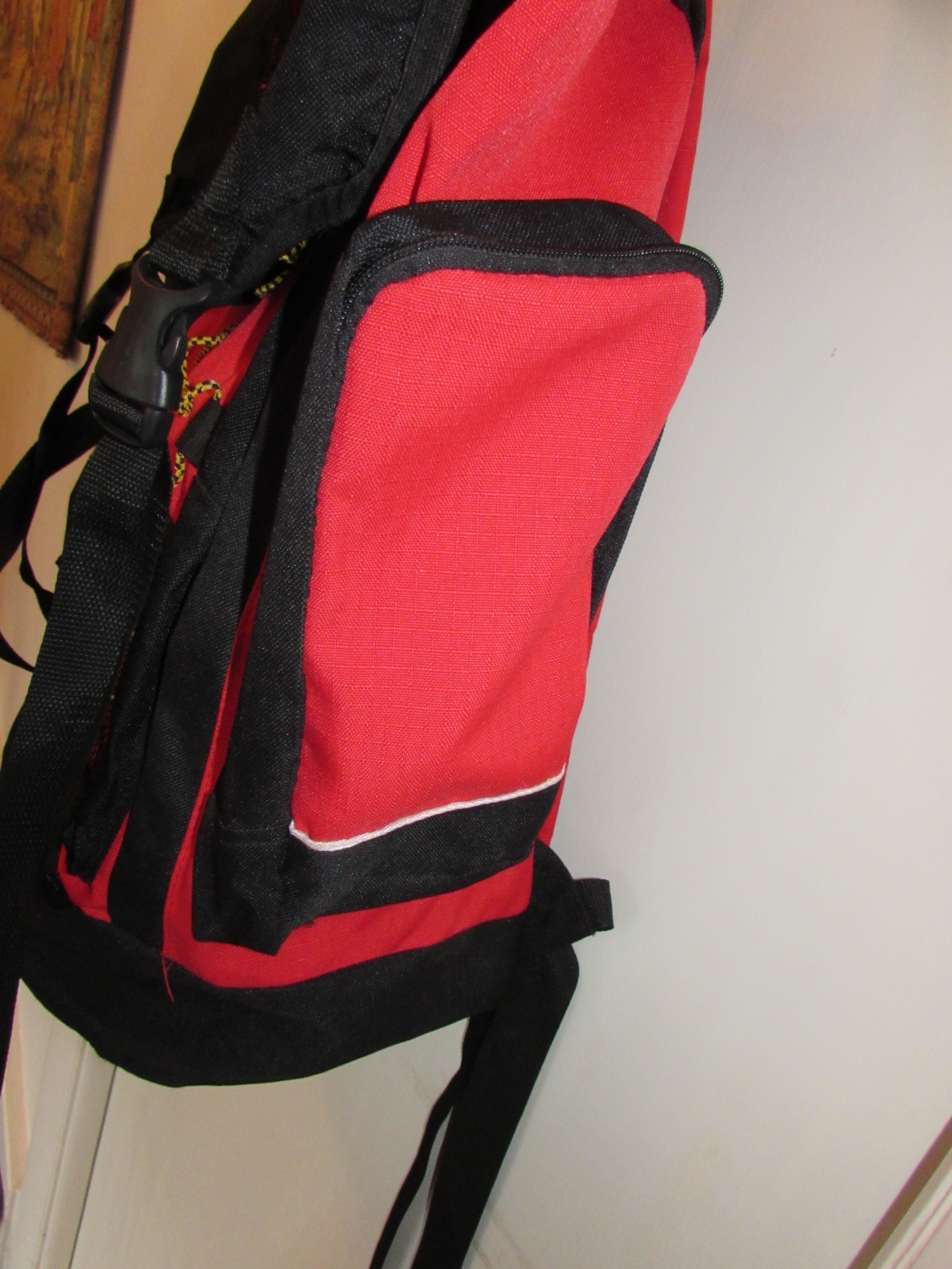 Staff Red Black Backpack 22x15x9 knapsack 3