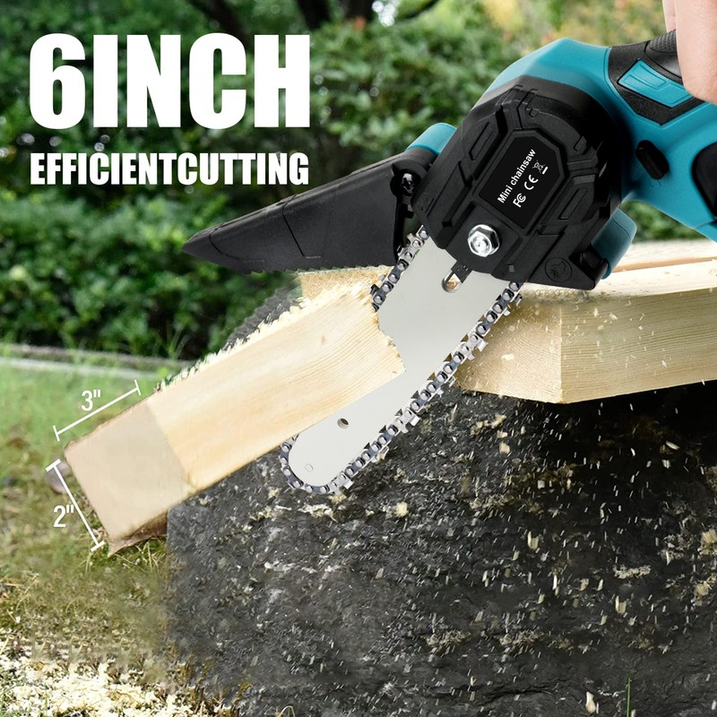 6" Electric Mini Chainsaw Cordless Handheld Saw 2 Battery + 2 Chains for Makita gallery