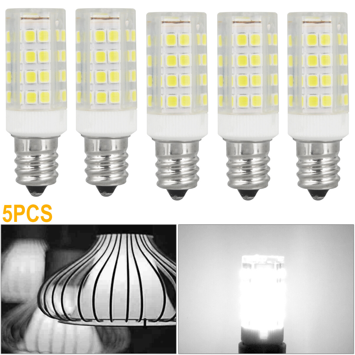 5PCS LED 6000K Corn Bulb Light Candelabra Ceiling Fan Lamp Daylight White 7W E12 gallery