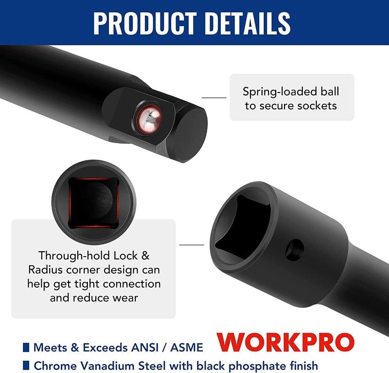 WORKPRO 18PC/9PCS Impact Driver Extension Bar Drive Socket Extension Accessories gallery
