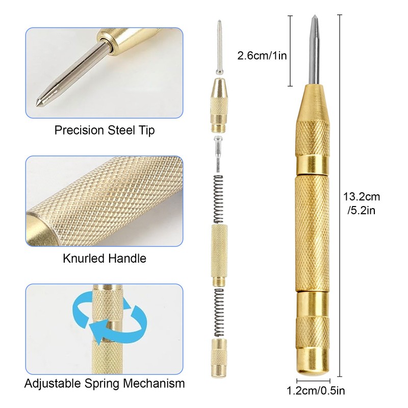 3pcs Automatic Center Punch Set Strike Spring Loaded Marking Starting Hole Tool gallery