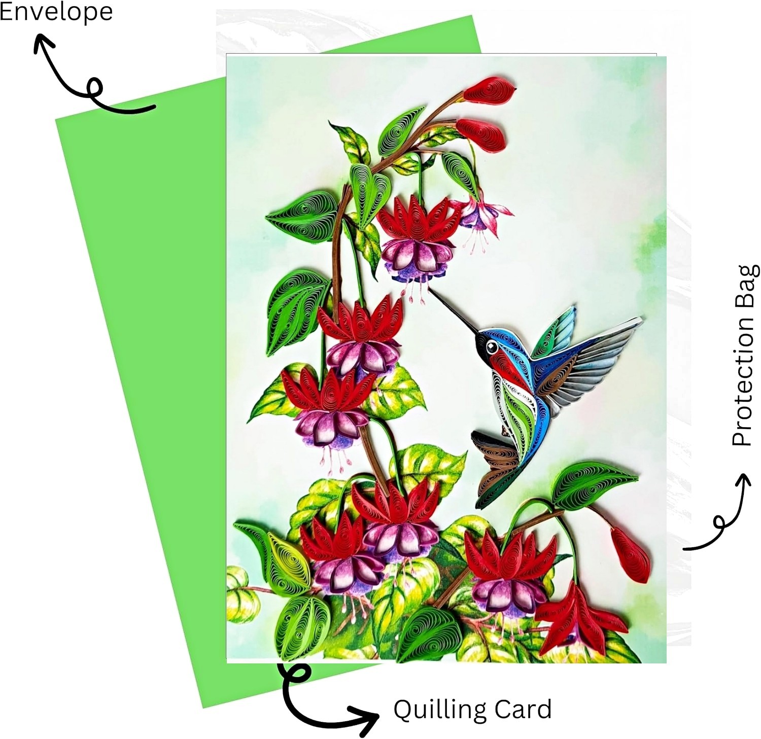 Handmade Hummingbird Quilling Card – Quilling Greeting Card for All gallery