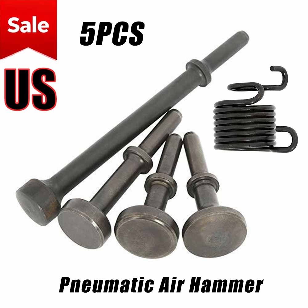5PCS Smoothing Pneumatic Air Hammer Bits Air Chisel Bits Tool Set w/Spring New gallery