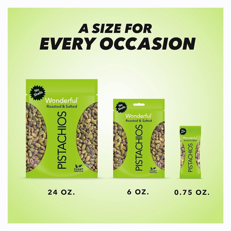 Pistachios No Shells, Roasted and Salted Nuts, 6 Ounce Resealable Bag, gallery