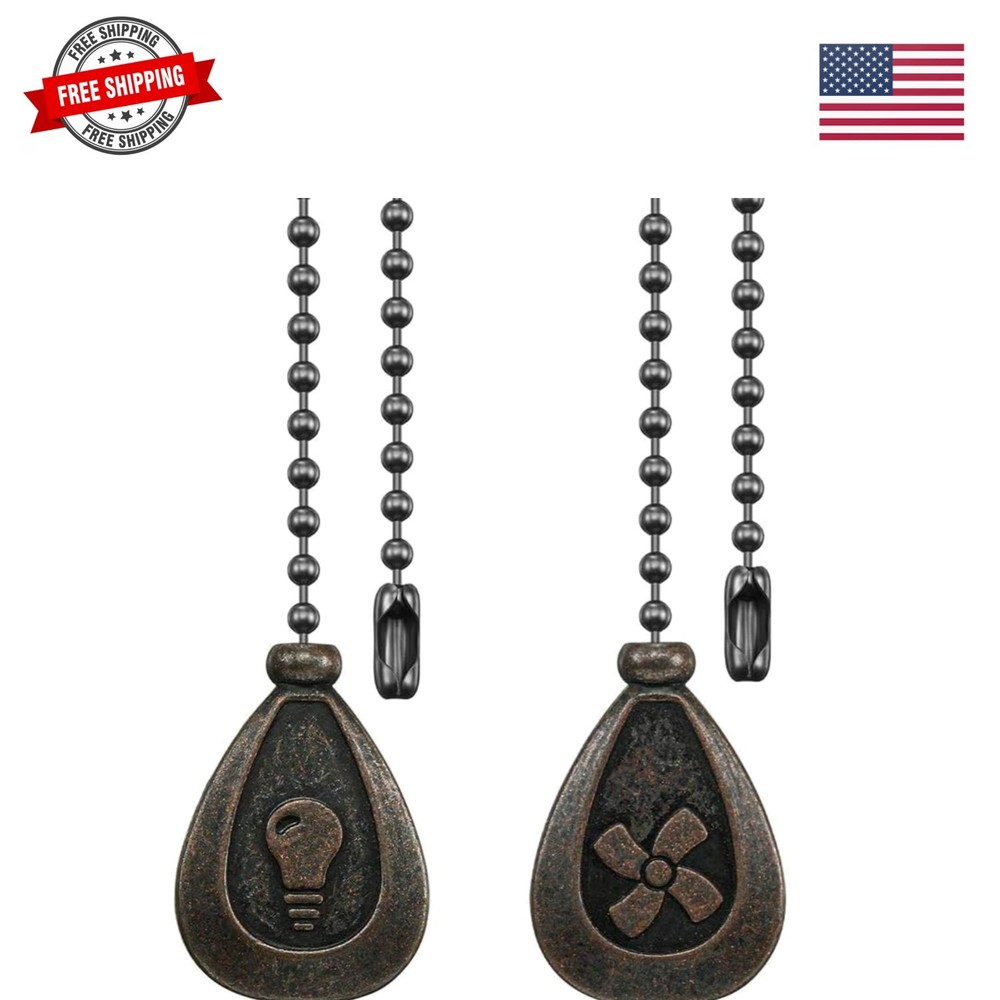 Bronze Ceiling Fan Pull Chain Set, Decorative Pull Chain Pendant Extension, 1...