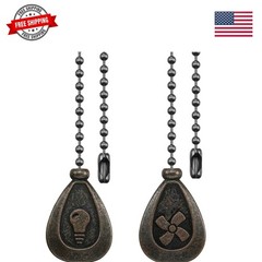 Bronze Ceiling Fan Pull Chain Set, Decorative Pull Chain Pendant Extension, 1…
