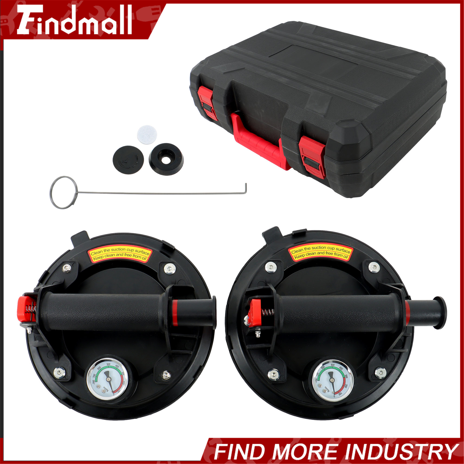 Findmall Heavy-Duty Multipurpose Vacuum Glass Suction Cup Pressure Gauge 440lbs gallery