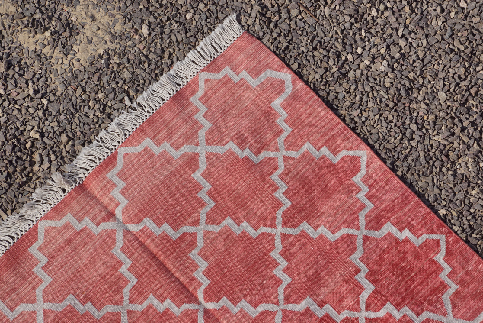 Rugmoda Cotton Red & Grey Lattice Geometric 3x5 Living Room Area Rug gallery